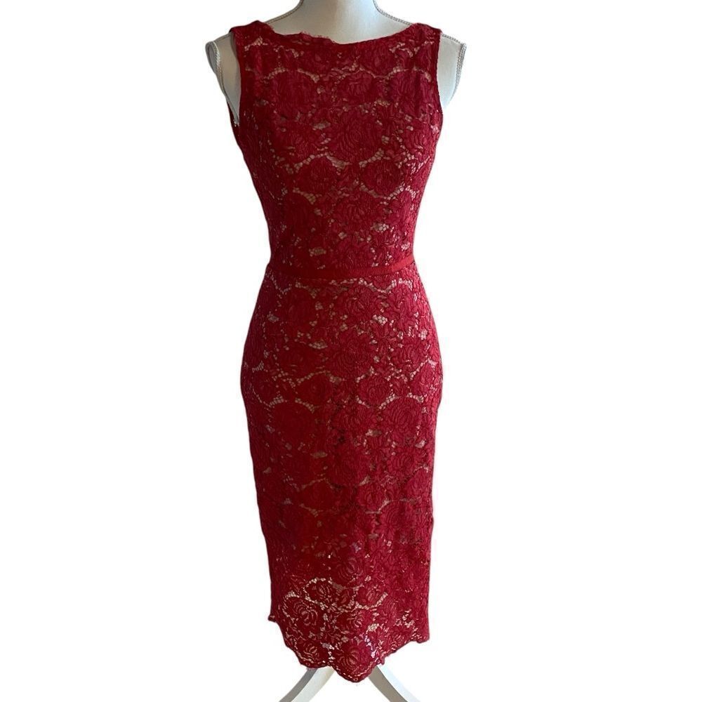 NHA KHANH Red Lace Cocktail Dress Size 2
